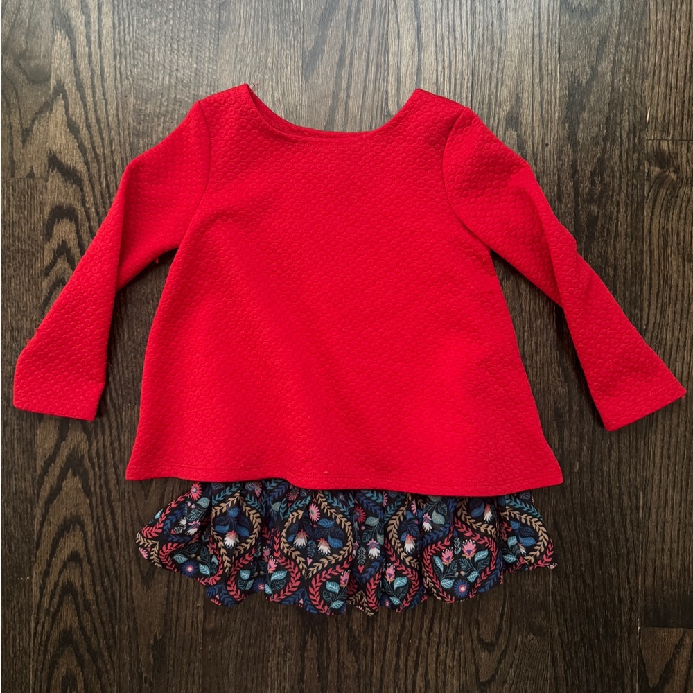 Pippa & Julie 2 layer Red Long Sleeve Kids Top